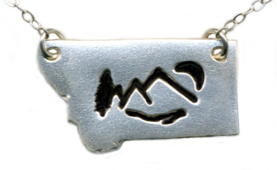 Mountains - Silver PMC (Montana) State Necklace by Dani'z Designz