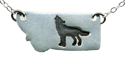 Coyote - Silver PMC (Montana) State Necklace by Dani'z Designz