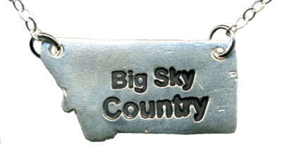 Montana state-shaped silver jewelry piece on silver chain