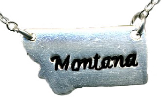 Silver Montana state-shaped jewelry piece on a silver chain Daniz Designz