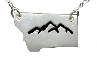 Mountain Outline - Silver PMC (Montana) State Necklace by Dani'z Designz