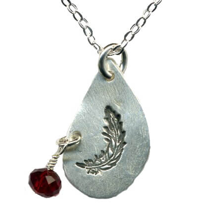 Feather Drop -Silver PMC Necklace by Montana's Dani'z Designz