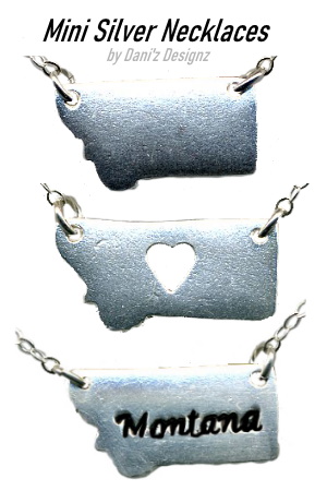 Mini Silver Montana State-Shaped Necklaces by Daniz Designz