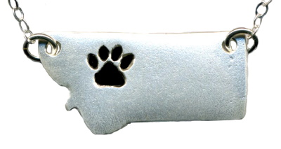 Paw Print - Silver PMC (Montana) State Necklace by Dani'z Designz