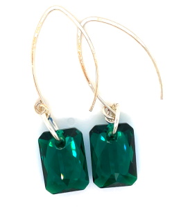 Emerald Rectangle Earrings - Crystal Jewelry by Dani'z Designz Montana