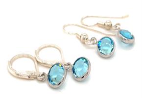 Light Sapphire Mini Round Swarovksi Crystal Earrings by Dani'z Designz