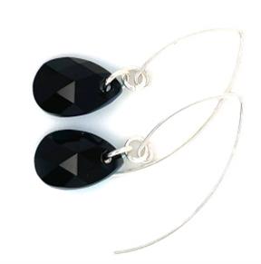 Jet Black Teardrop Earrings - Crystal Jewelry by Dani'z Designz Montana